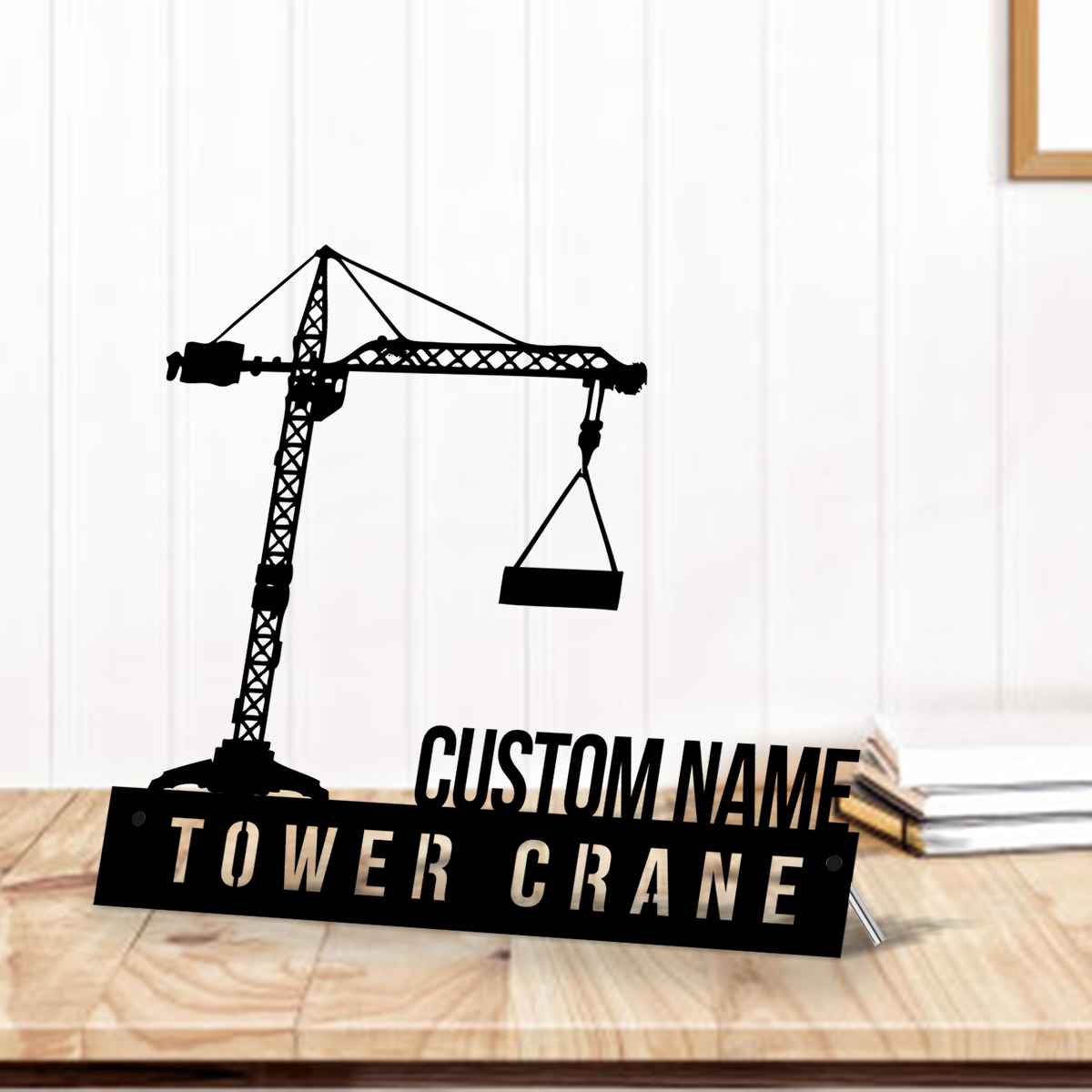 Heavy Equipment Names - Benutzerdefinierte Turm Kranich Schreibtisch Namensschild Keil