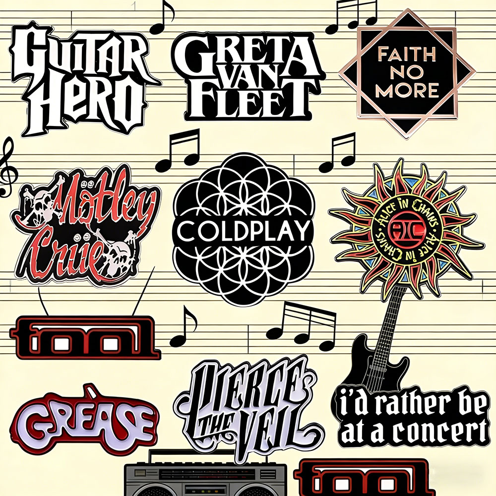Heavy Equipment Logo - Brosche mit Musik-Logo, klassische 80er-Jahre-Heavy-Metal-Rock-Band, Emaille-Anstecknadel,